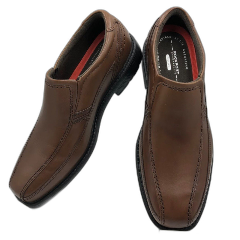 Rockport NIB Men's Brown Leather Slip On Comfort Casual Dress Shoes Size 9 - Picture 10 of 12